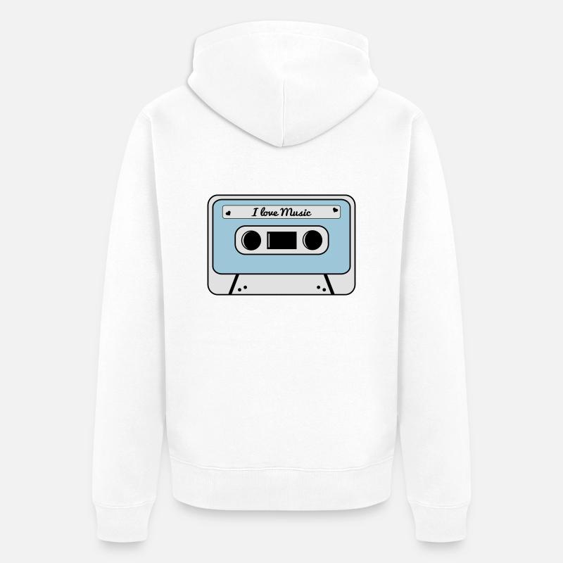 I love music cassette - Veste à capuche bio Premium Unisexe - blanc