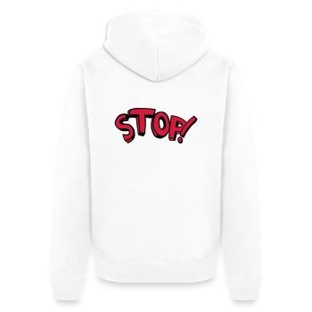 Stop standing remain comic saying - Unisex Premium Organic Zip Hoodie - white - Back - Thijin (182cm)