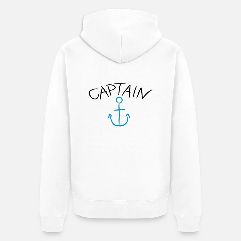 Captain Anchor Comic Logo - Unisex Premium Bio Zip Hoodie - Weiß
