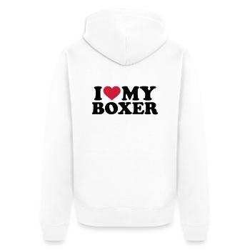 I love my Boxer - Veste à capuche bio Premium Unisexe - blanc - Dos - Thijin (182cm)