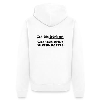 ich bin gärtner - Unisex Premium Bio Zip Hoodie - Weiß - Hinten - Thijin (182cm)