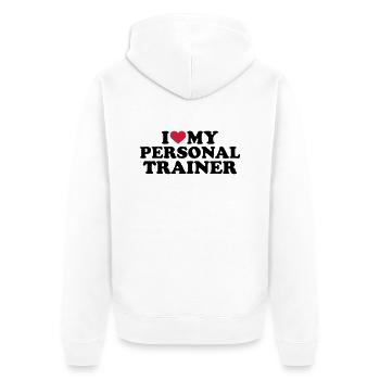 Personal trainer - Veste à capuche bio Premium Unisexe - blanc - Dos - Thijin (182cm)