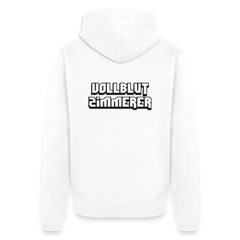 vollblut zimmerer - Unisex Premium Bio Zip Hoodie - Weiß - Hinten - Thijin (182cm)