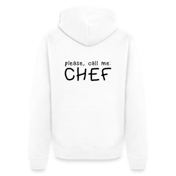 please call me chef - Unisex Premium Bio Zip Hoodie - Weiß - Hinten - Thijin (182cm)