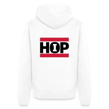hip hop - Unisex Premium Bio Zip Hoodie - Weiß - Hinten - Thijin (182cm)