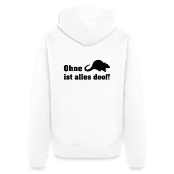 ohne ratte - Unisex Premium Bio Zip Hoodie - Weiß - Hinten - Thijin (182cm)
