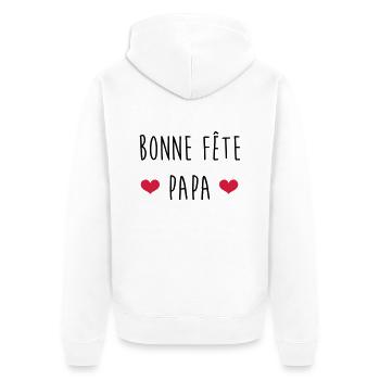 Papa Fête des Pères Naissance Bébé Anniversaire - Veste à capuche bio Premium Unisexe - blanc - Dos - Thijin (182cm)