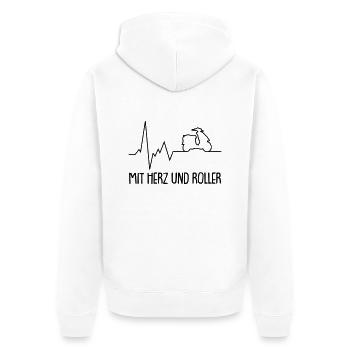 mit herz und roller - Unisex Premium Bio Zip Hoodie - Weiß - Hinten - Thijin (182cm)
