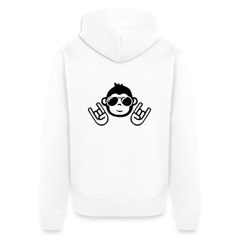 monkey cool party - Unisex Premium Bio Zip Hoodie - Weiß - Hinten - Thijin (182cm)