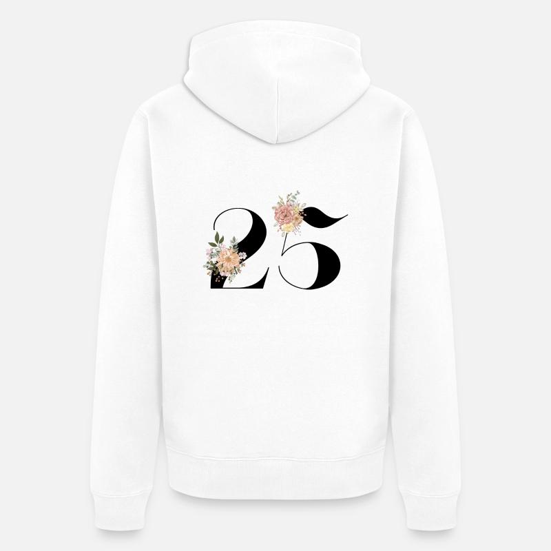 25e anniversaire fleuris (Cadeau de 25 ans) - Veste à capuche bio Premium Unisexe - blanc