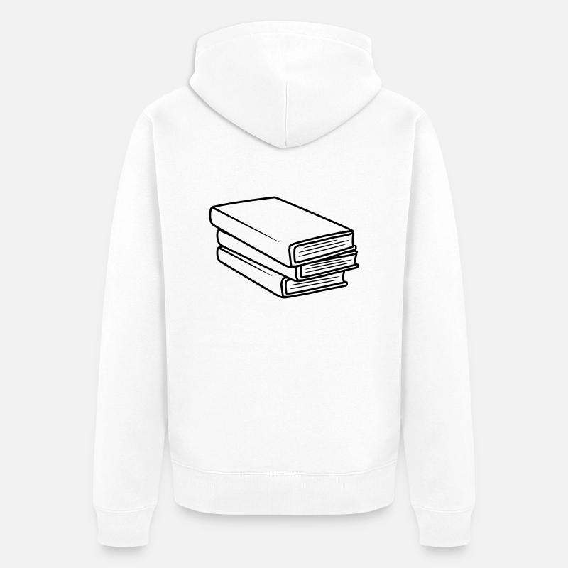 Gestapelte Bücher Comic Design - Unisex Premium Bio Zip Hoodie - Weiß