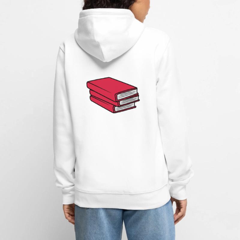 3 Books Stack Design Unisex Premium Organic Zip Hoodie