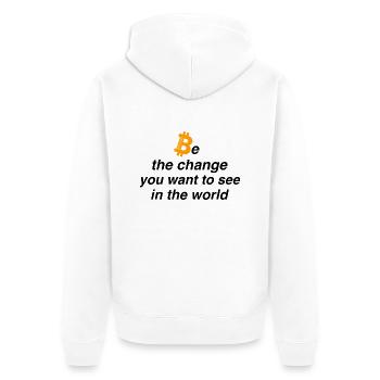 Be the change - Unisex Premium Bio Zip Hoodie - Weiß - Hinten - Thijin (182cm)