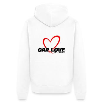 Car Love - Its a Lifestyle - Unisex Premium Bio Zip Hoodie - Weiß - Hinten - Thijin (182cm)