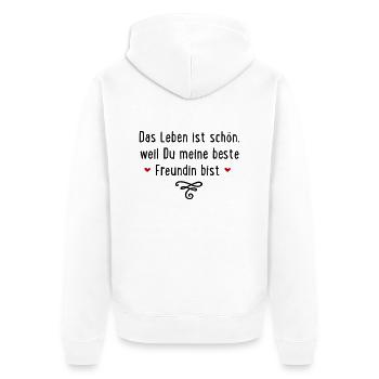 Beste Freundin - Unisex Premium Bio Zip Hoodie - Weiß - Hinten - Thijin (182cm)