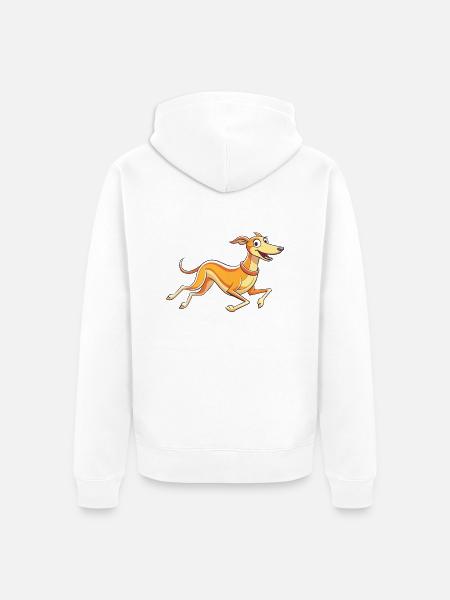 Anmutiges laufendes Whippet-Kunstwerk - Unisex Premium Bio Zip Hoodie - Weiß