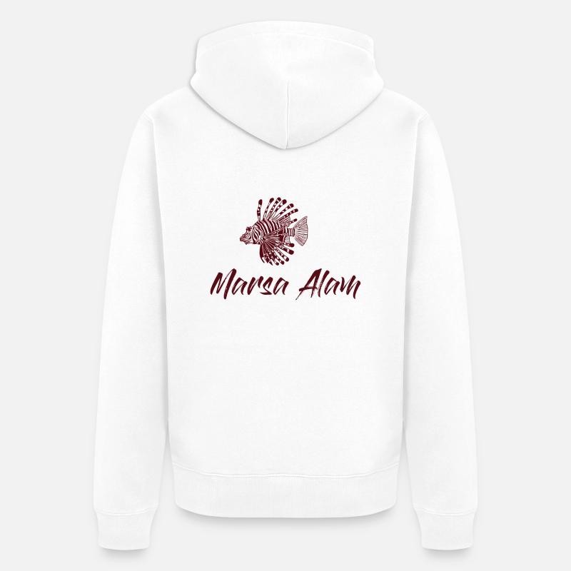 Marsa Alam - Égypte - avec poisson-lion - Veste à capuche bio Premium Unisexe - blanc