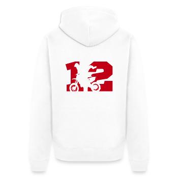 Moto 12 biker - Unisex Premium Organic Zip Hoodie - white - Back - Thijin (182cm)