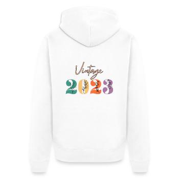 Jahrgang 2023 Blumen - Unisex Premium Bio Zip Hoodie - Weiß - Hinten - Thijin (182cm)