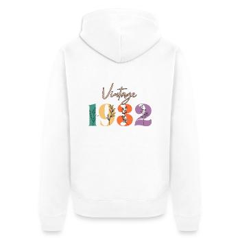 Vintage 1932 Floral - Unisex Premium Organic Zip Hoodie - white - Back - Thijin (182cm)