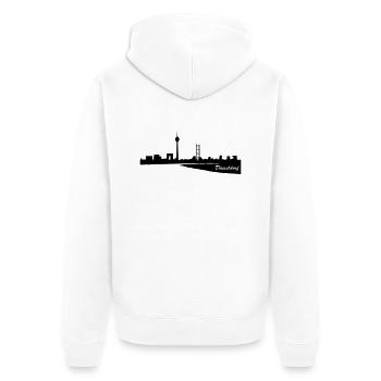 Düsseldorf Skyline 2 - Unisex Premium Bio Zip Hoodie - Weiß - Hinten - Thijin (182cm)