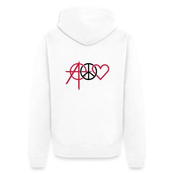 anarchy peace love (2c) - Veste à capuche bio Premium Unisexe - blanc - Dos - Thijin (182cm)