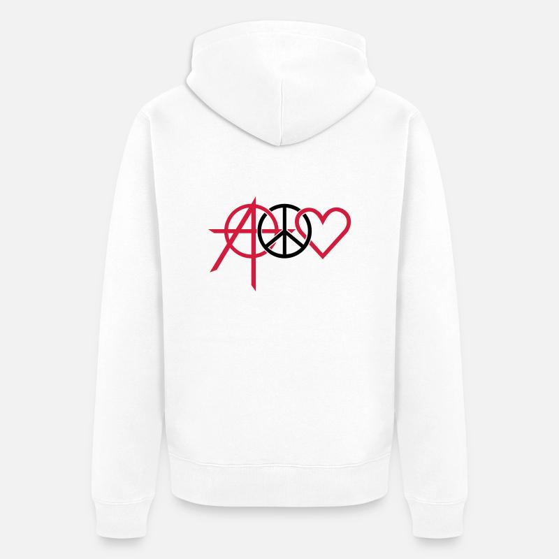 anarchy peace love (2c) - Veste à capuche bio Premium Unisexe - blanc