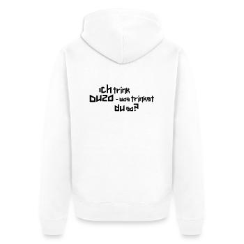 Ich trink Ouzo - was trinkst du so? - Unisex Premium Bio Zip Hoodie - Weiß - Hinten - Thijin (182cm)