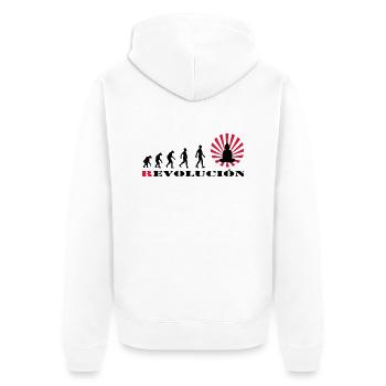 r-evolution, Evolution, darvin, revolution, Buddha - Unisex Premium Bio Zip Hoodie - Weiß - Hinten - Thijin (182cm)