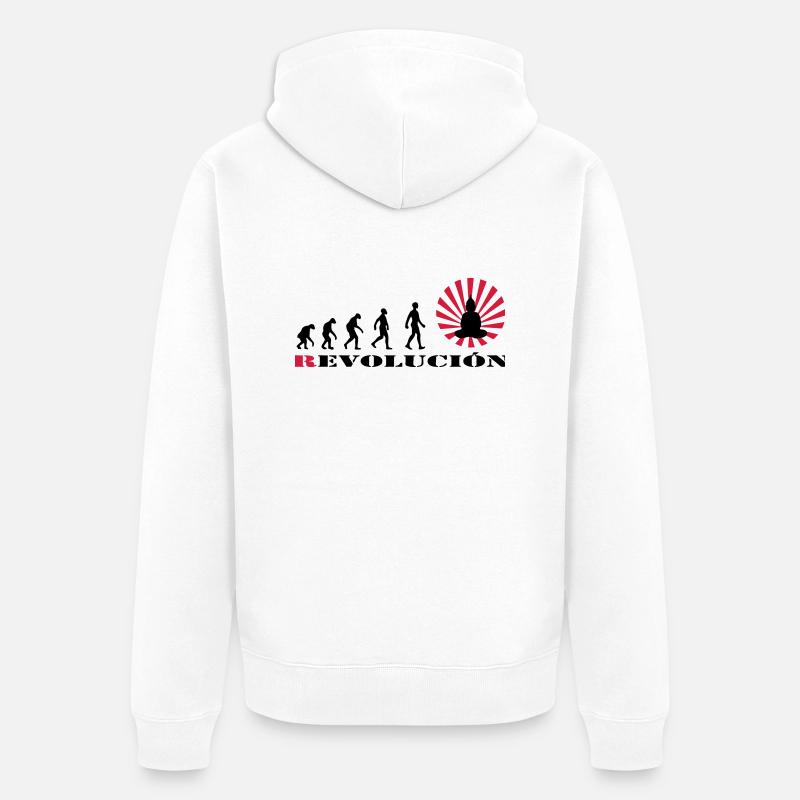 Darwin, évolution, révolution, éclairé, Bouddha, - Veste à capuche bio Premium Unisexe - blanc