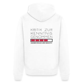 Nicht kritikfähig - Unisex Premium Bio Zip Hoodie - Weiß - Hinten - Thijin (182cm)