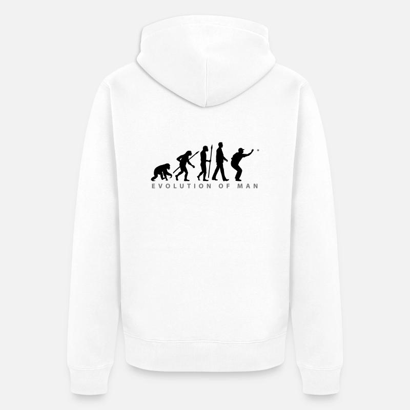 Evolution Boule Pétanque - Unisex Premium Bio Zip Hoodie - Weiß