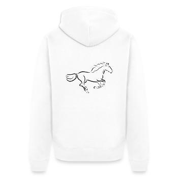galoppierendes Pferd Hengst Stute reiten Zeichnung - Unisex Premium Bio Zip Hoodie - Weiß - Hinten - Thijin (182cm)