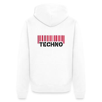 Techno__V002 - Unisex Premium Bio Zip Hoodie - Weiß - Hinten - Thijin (182cm)
