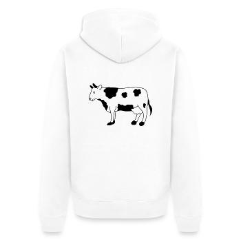 Cow - Unisex Premium Organic Zip Hoodie - white - Back - Thijin (182cm)