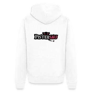 pistensau - Unisex Premium Bio Zip Hoodie - Weiß - Hinten - Thijin (182cm)