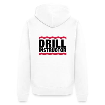 drill_instructor__f2 - Unisex Premium Bio Zip Hoodie - Weiß - Hinten - Thijin (182cm)