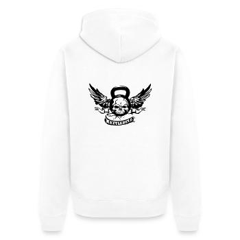 kettlebell skull - Unisex Premium Organic Zip Hoodie - white - Back - Thijin (182cm)