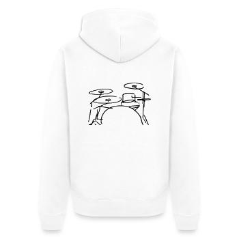 Drumset - Unisex Premium Bio Zip Hoodie - Weiß - Hinten - Thijin (182cm)