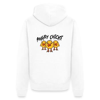 Angry Chicks - Unisex Premium Organic Zip Hoodie - white - Back - Thijin (182cm)
