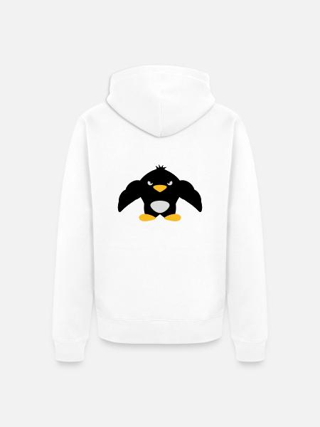 Muscle Penguin - Unisex Premium Organic Zip Hoodie - white