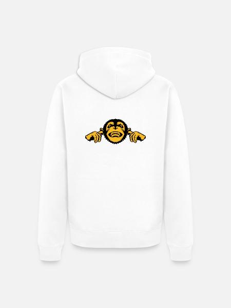 chimpanzee monkey monkey finger ear - Unisex Premium Organic Zip Hoodie - white