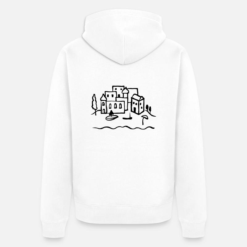 Voiliers - village de pêcheurs - Veste à capuche bio Premium Unisexe - blanc
