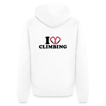 I love Climbing - Unisex Premium Organic Zip Hoodie - white - Back - Thijin (182cm)