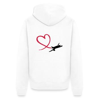 Flugzeug - Unisex Premium Bio Zip Hoodie - Weiß - Hinten - Thijin (182cm)