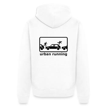 urban running - Unisex Premium Organic Zip Hoodie - white - Back - Thijin (182cm)