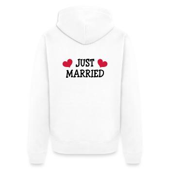 Just Married - Wedding - Unisex Premium Organic Zip Hoodie - white - Back - Thijin (182cm)