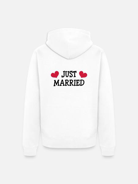 Just Married - Wedding - Unisex Premium Organic Zip Hoodie - white
