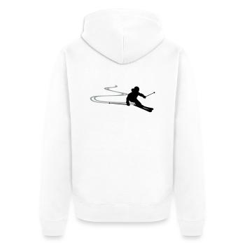 Skifahrer Spur - Unisex Premium Bio Zip Hoodie - Weiß - Hinten - Thijin (182cm)