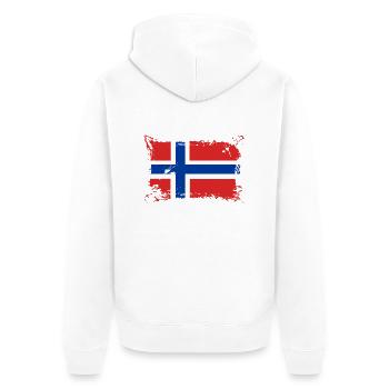 Flagge Norwegen / Norway - Unisex Premium Bio Zip Hoodie - Weiß - Hinten - Thijin (182cm)